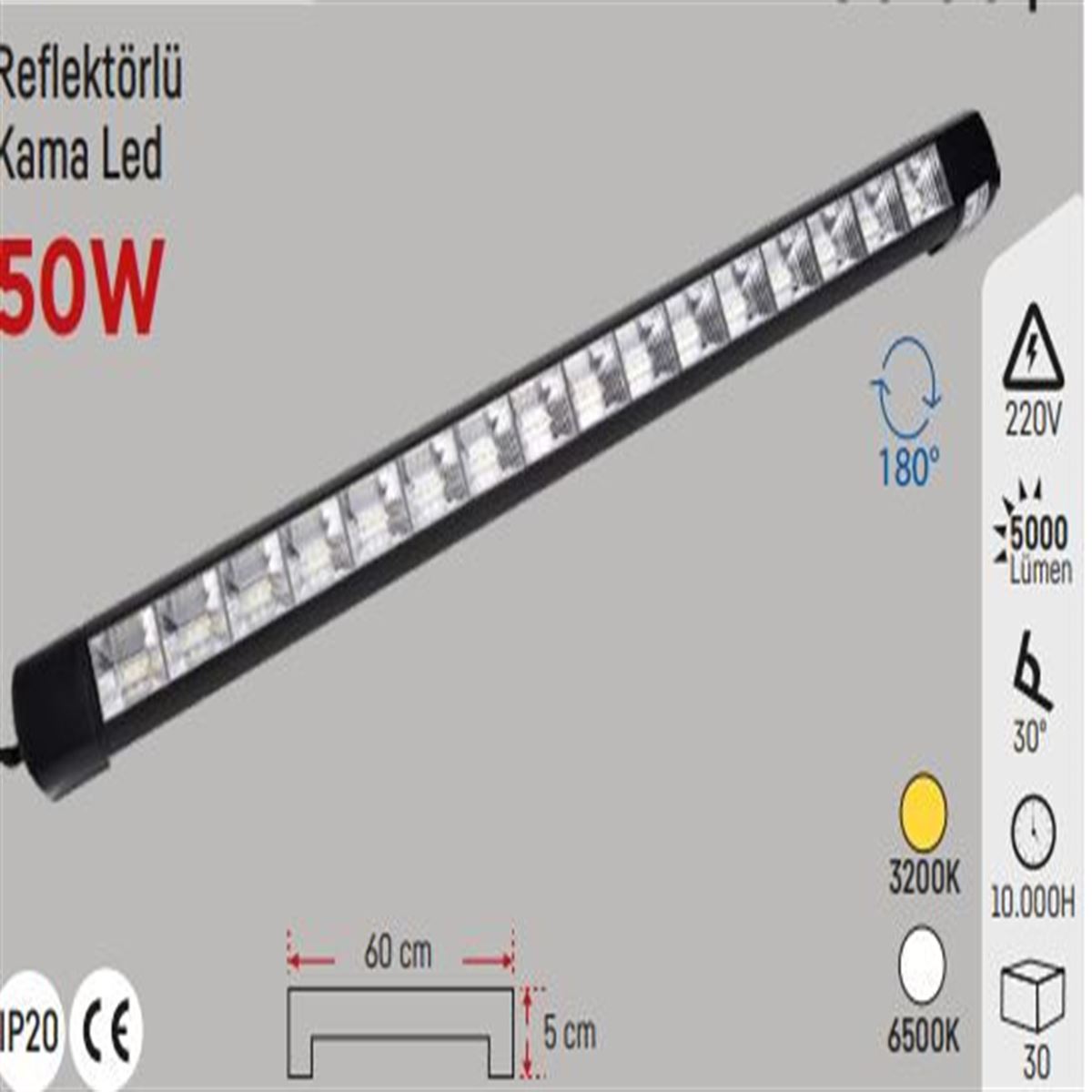 50W  KAMA LED SİYAH KASA 6500K 1